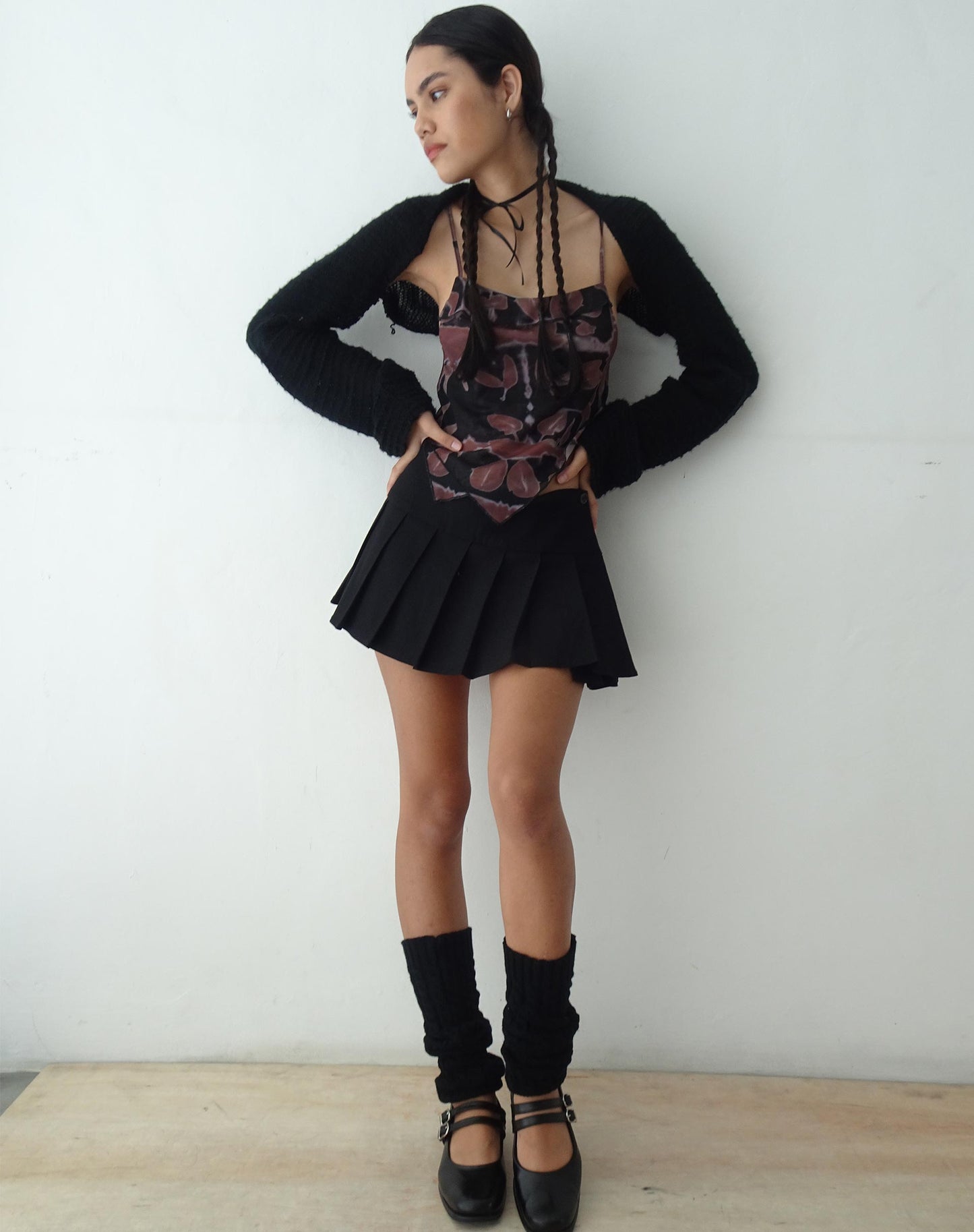 Casini Pleated Micro Skirt in Tailoring Black