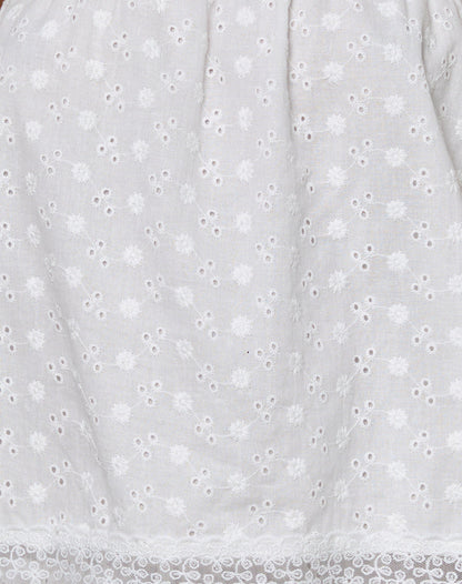 Charada Lace Trim Bloomer Short in Broderie Ivory