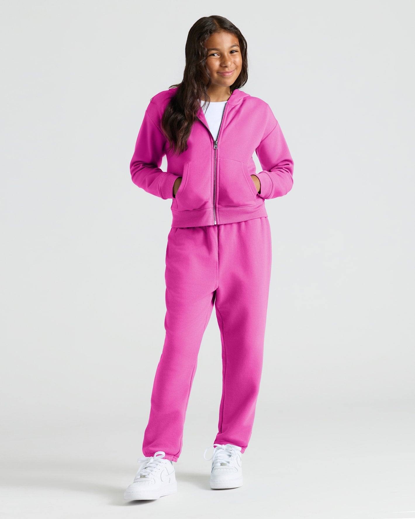 Girls Black & Electric Fuchsia Relaxed Joggers 2-Pack