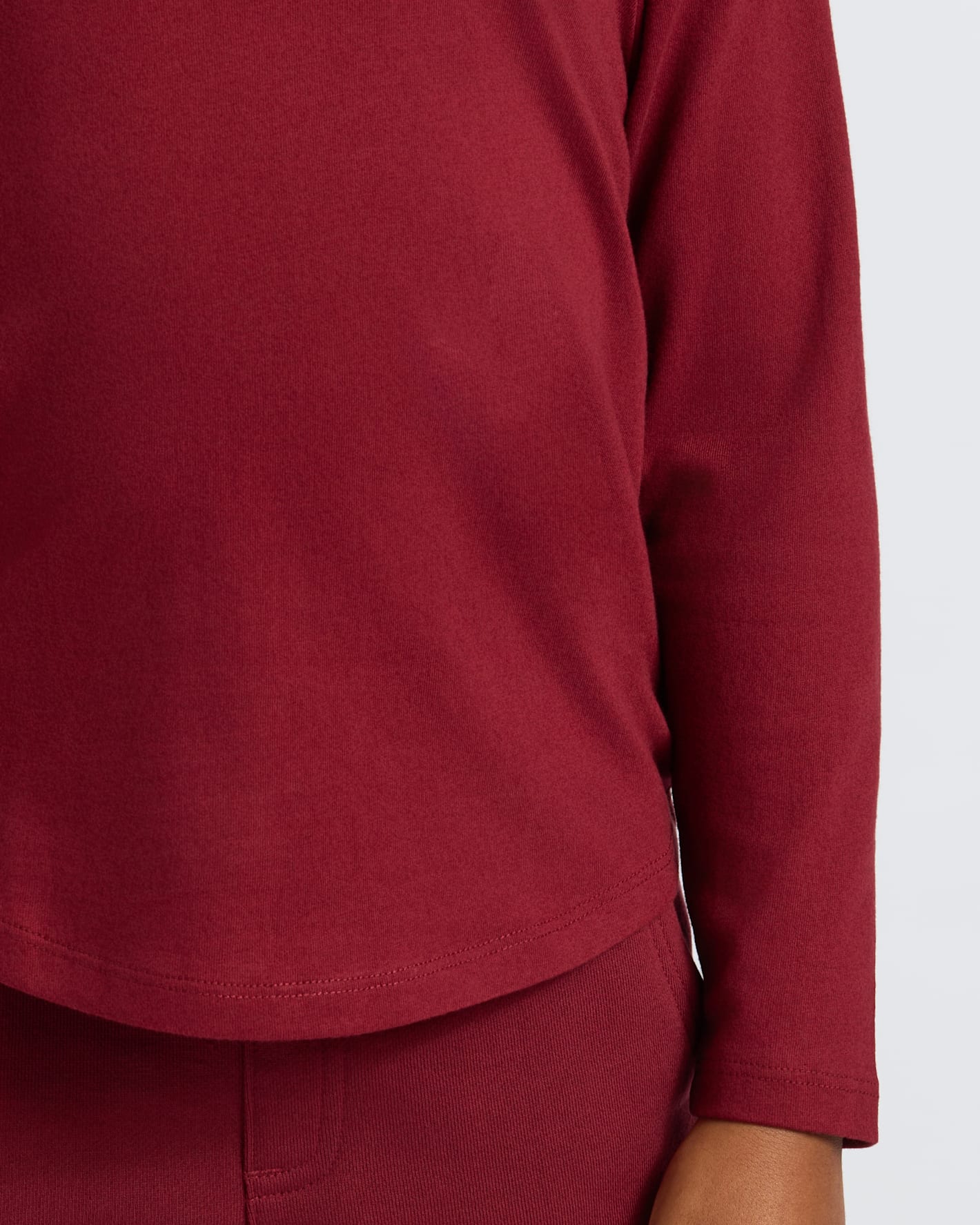 Boys' Dark Maroon Classic Long Sleeve Crew Neck