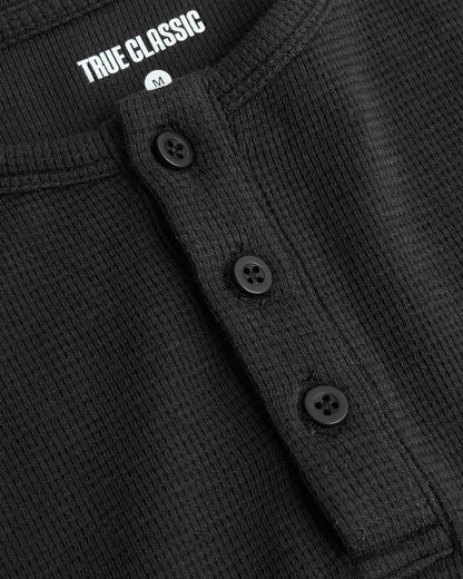 Boys' All Black Waffle Long Sleeve Henley 3-Pack