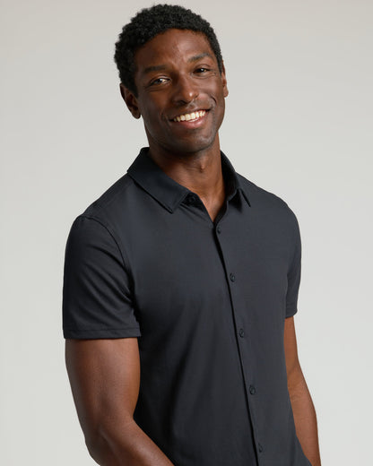 Black Short Sleeve Comfort Knit Shirt