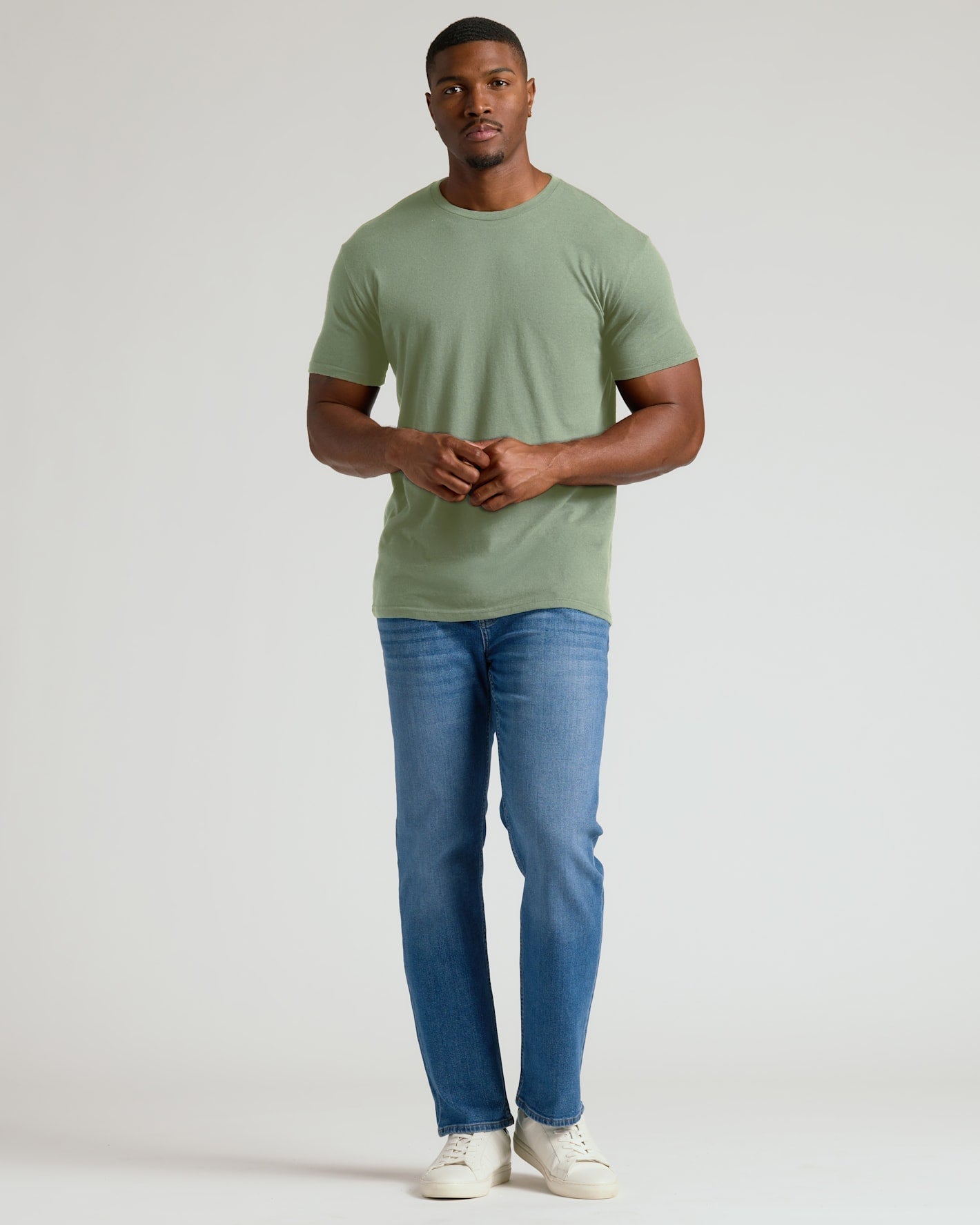 Sage Green Tall Straight Hem Crew Neck T-Shirt