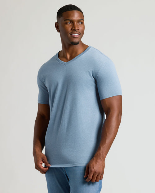 Heather Indigo Tall Short Sleeve Classic V-Neck