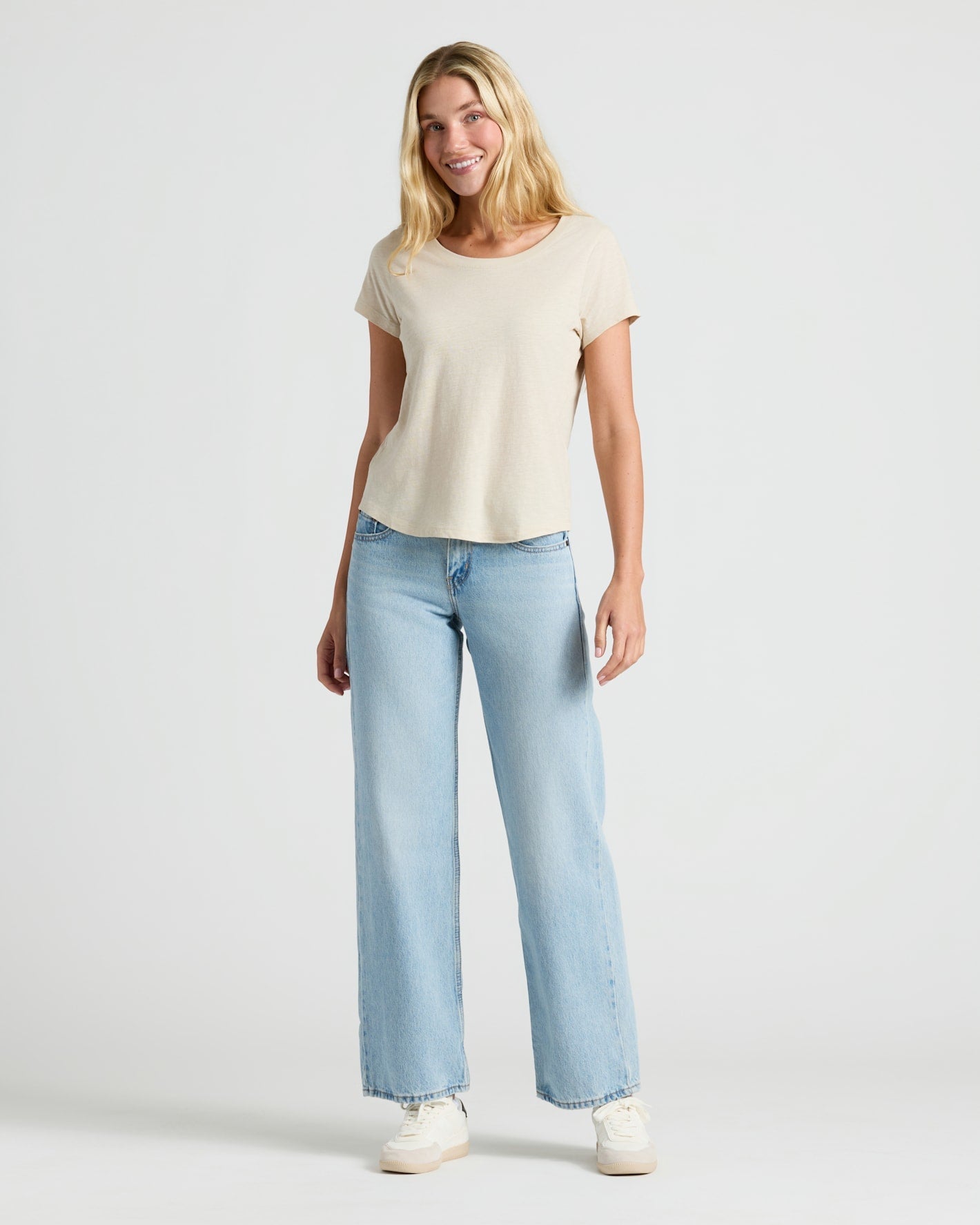 Womens Oatmeal Slub Scoop Neck Tee 4-Pack