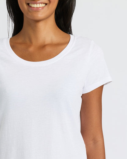 Womens Black & White Slub Scoop Neck Tee 2-Pack