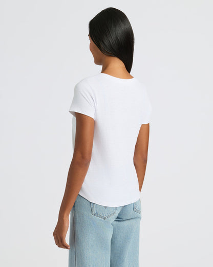 Womens White Relaxed Slub V-Neck Tee 2-Pack