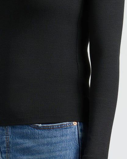 Womens Black Ribbed Long Sleeve Scoop Neck Tee 3-Pack