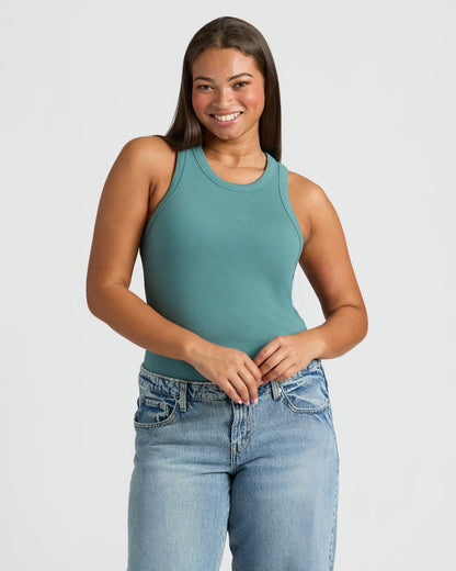 Womens Ribbed High Neck Tank 6-Pack