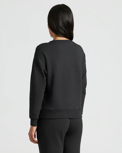 Womens Black Slouch Pullover Crew & Relaxed Jogger 2-Pack