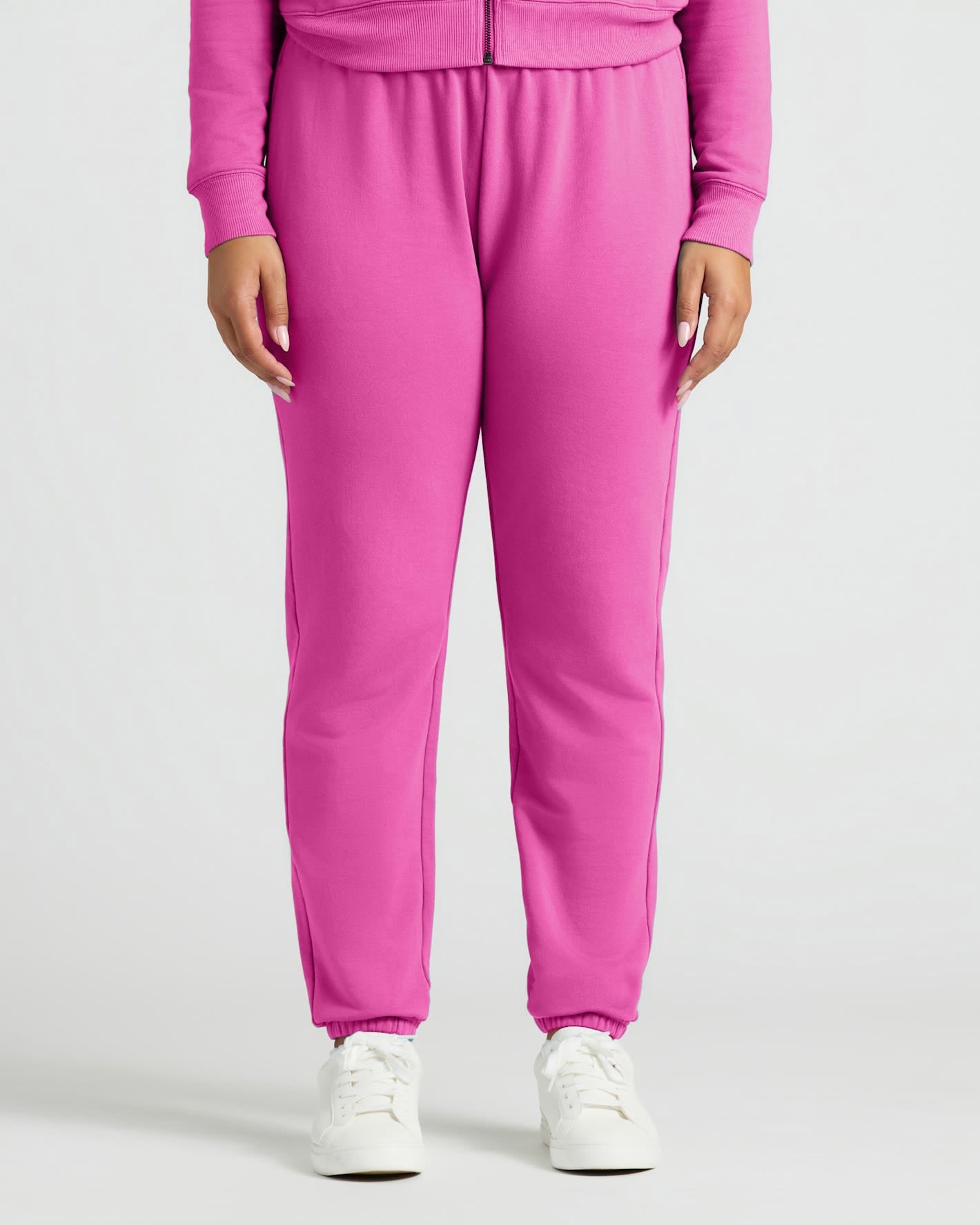 Womens Electric Fuchsia Slouch Pullover Crew & Relaxed Jogger 2-Pack