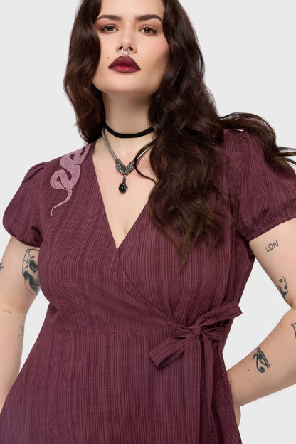 The Hollow Embroidered Mini Dress [Purple]