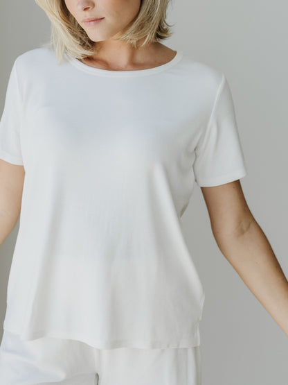 Women’s Bamboo Rib-Knit Short Sleeve Lounge Top - Last Chance