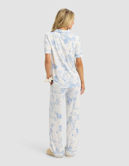 Women's Bamboo Stretch-Knit Short Sleeve & Pant Pajama Set
