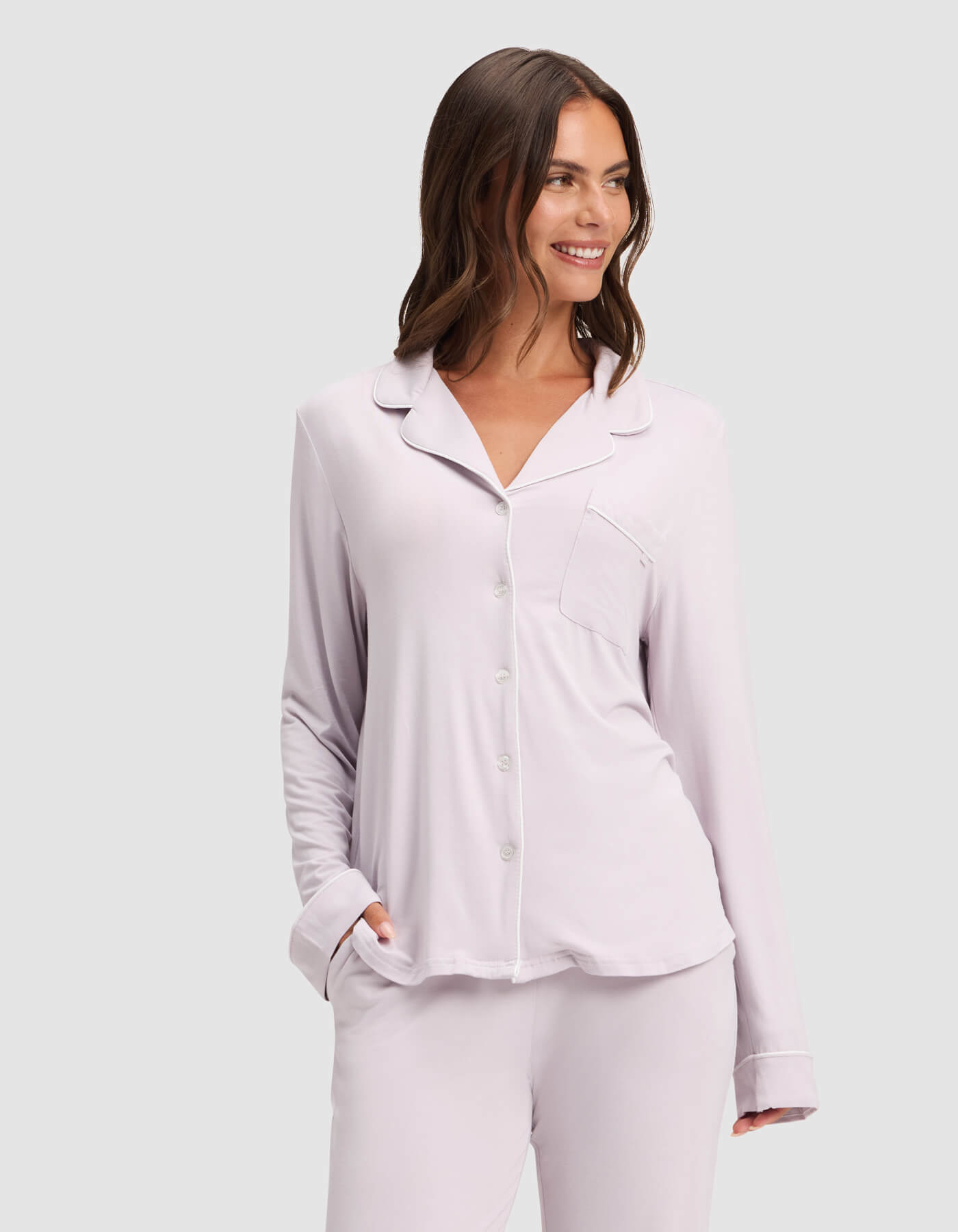 Women's Bamboo Stretch-Knit Long Sleeve Pajama Top