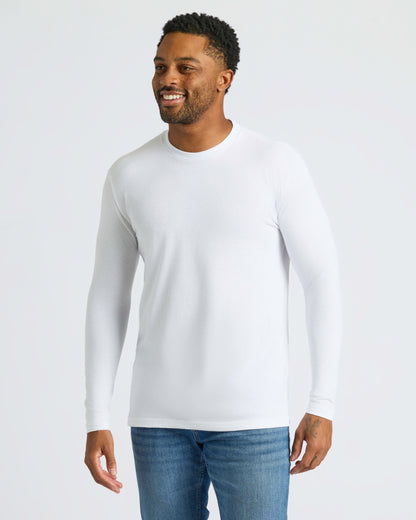 All White Long Sleeve Crew Neck 3-Pack