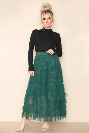 (2P. PACK) Tulle Frill Layered Mesh Skirt