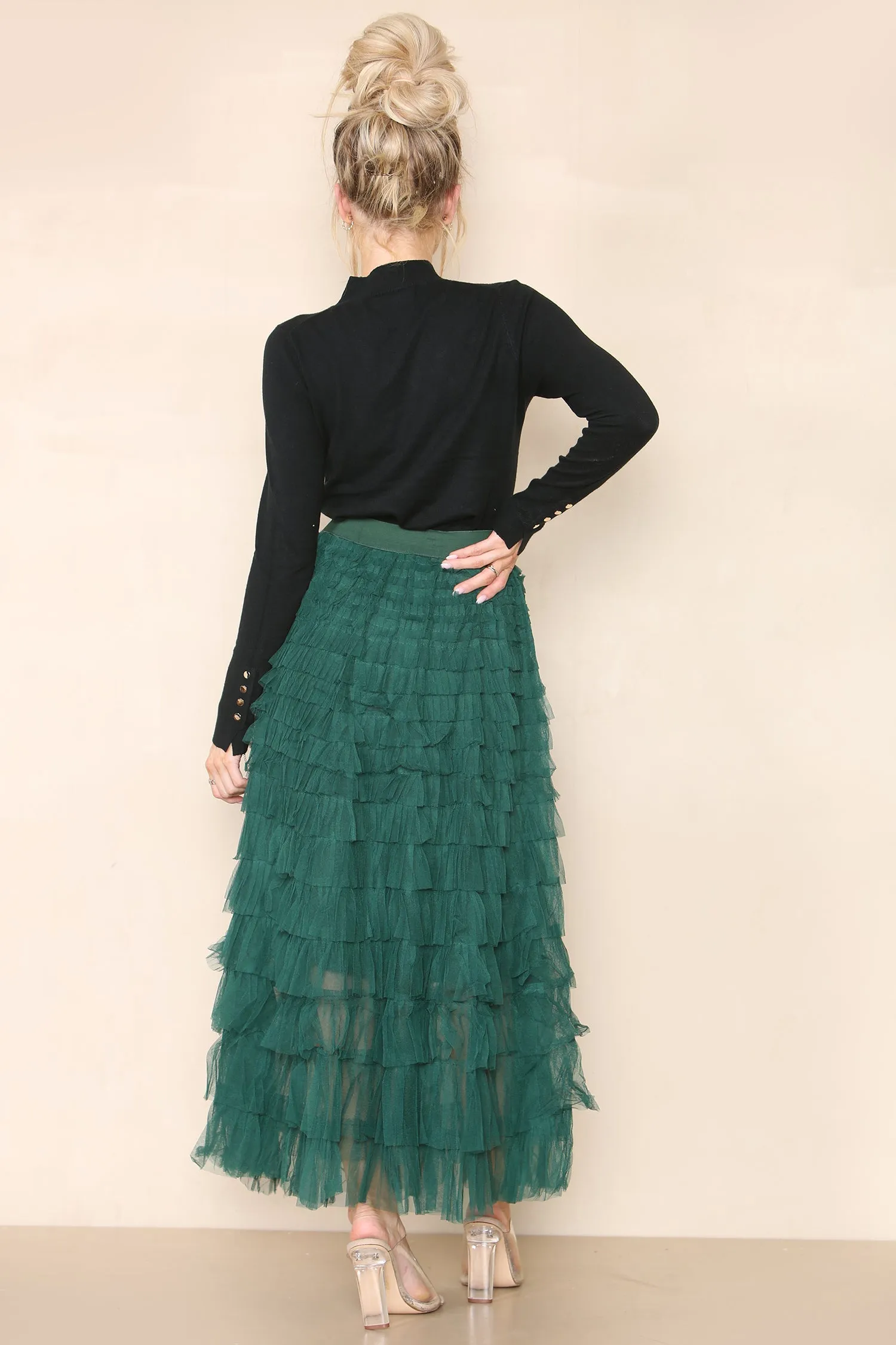 (2P. PACK) Tulle Frill Layered Mesh Skirt