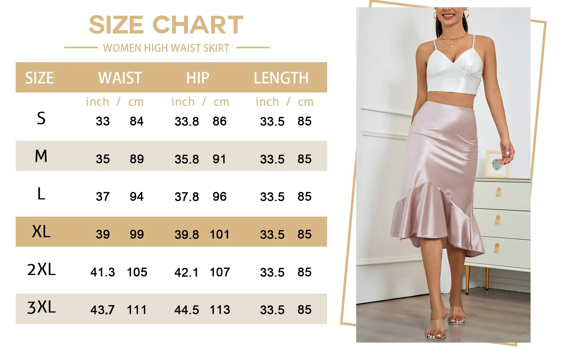 ALCEA ROSEA Women High Waist Satin Skirt Fishtail Silky Skirts Bodycon Stretchy Mermaid Pencil Midi Skirt Pink