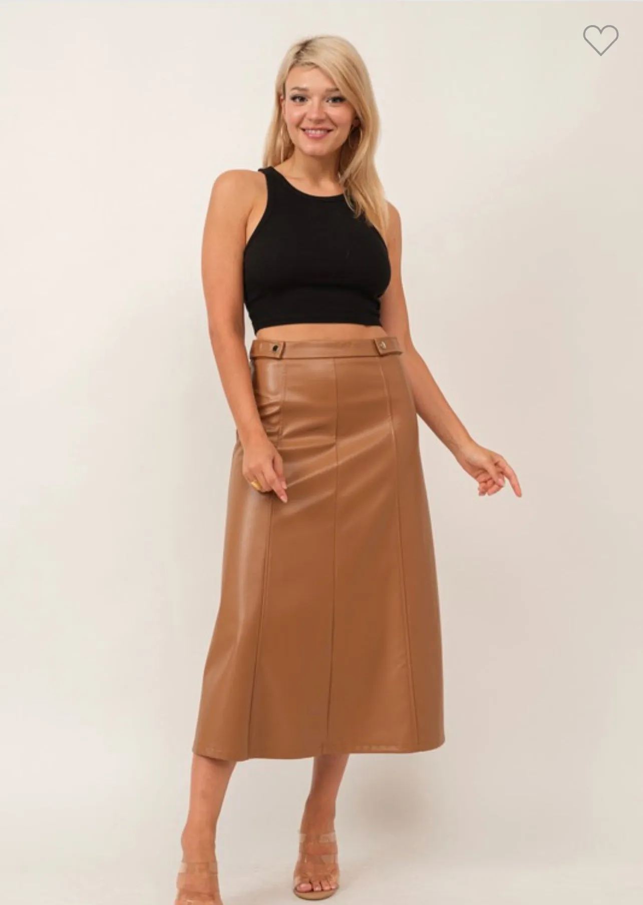 Aline Leather Midi Skirt