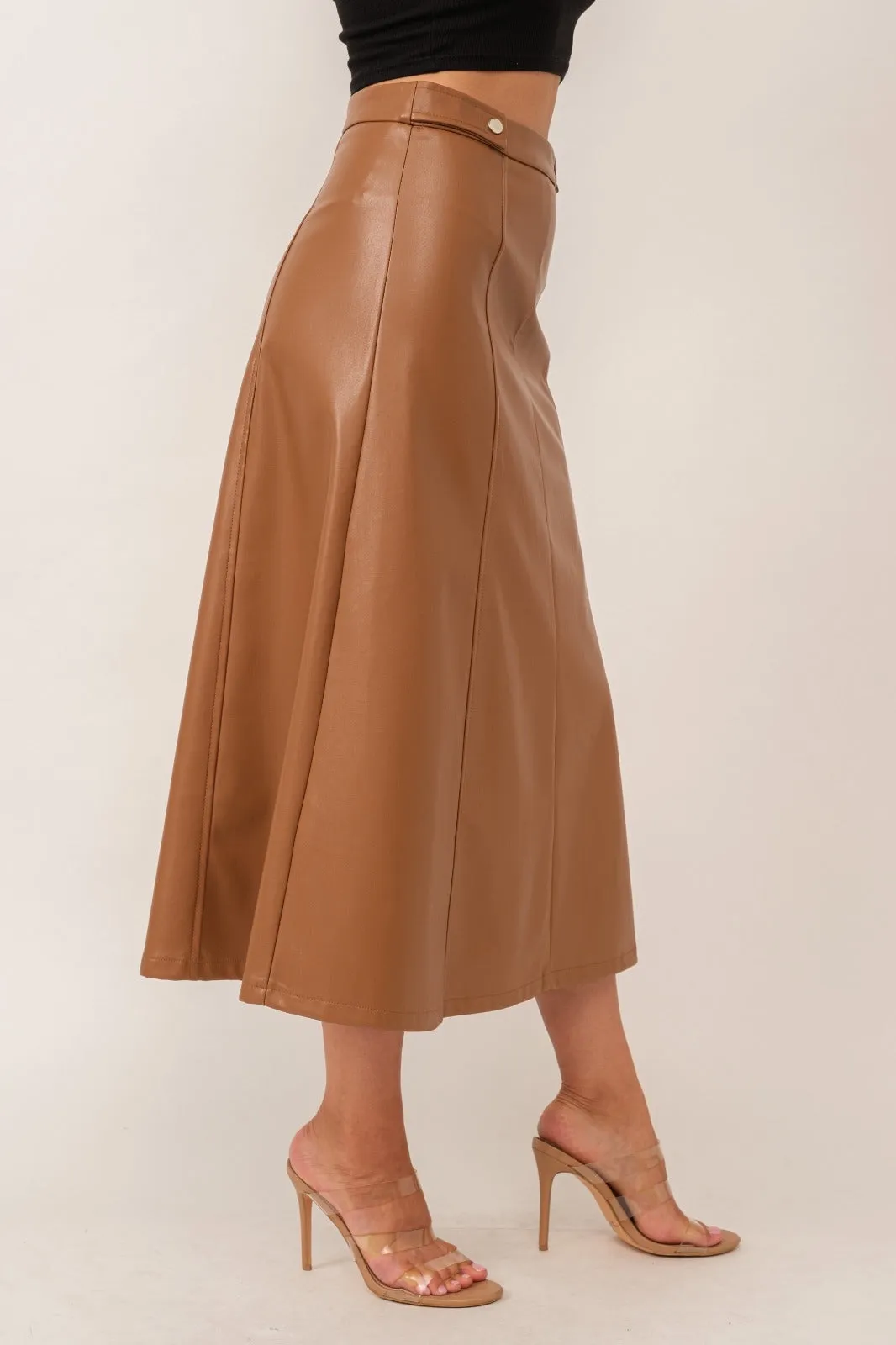 Aline Leather Midi Skirt