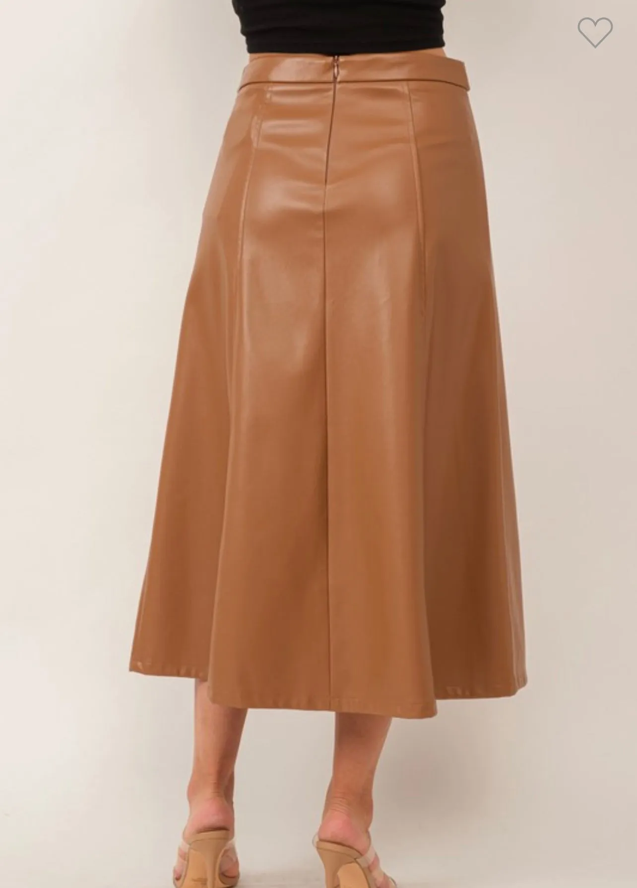 Aline Leather Midi Skirt