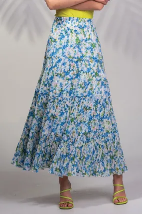 Alison Sheri Skirt Tiered Midi Blue Floral Print A45301