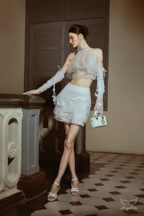 Alva Tent Layered Halter Neck Top & Layered Ruffled Mini Skirt