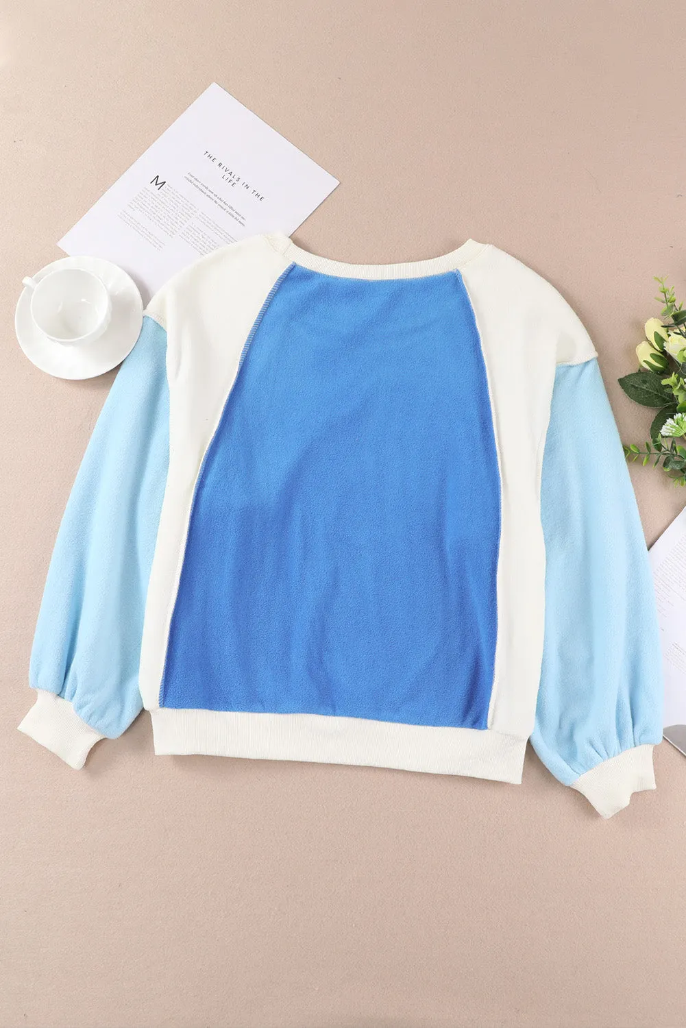 *APP EXCLUSIVE* Round Neck Dropped Shoulder Color Block Sweatshirt