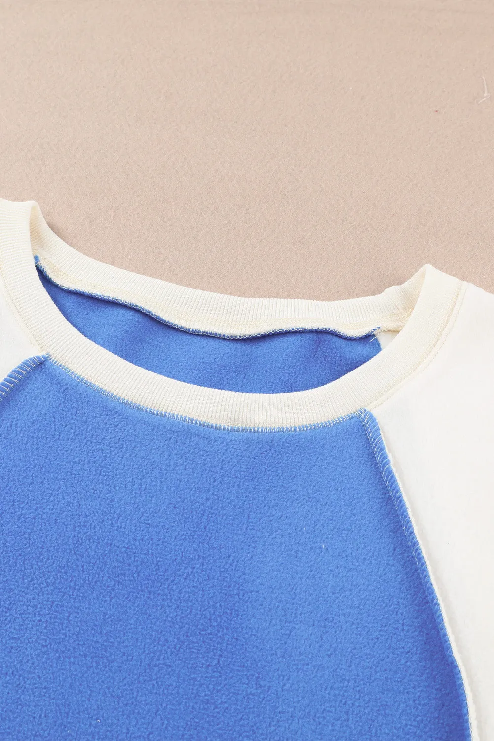 *APP EXCLUSIVE* Round Neck Dropped Shoulder Color Block Sweatshirt