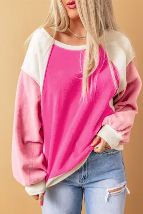 *APP EXCLUSIVE* Round Neck Dropped Shoulder Color Block Sweatshirt