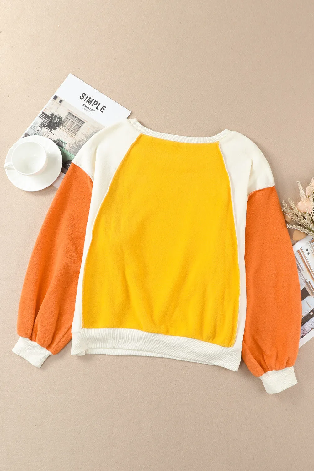 *APP EXCLUSIVE* Round Neck Dropped Shoulder Color Block Sweatshirt