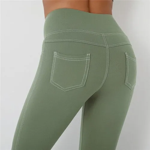 ATHVOTAR Pocket Push Up High Waist Fitness Women Leggings Gym Leggins