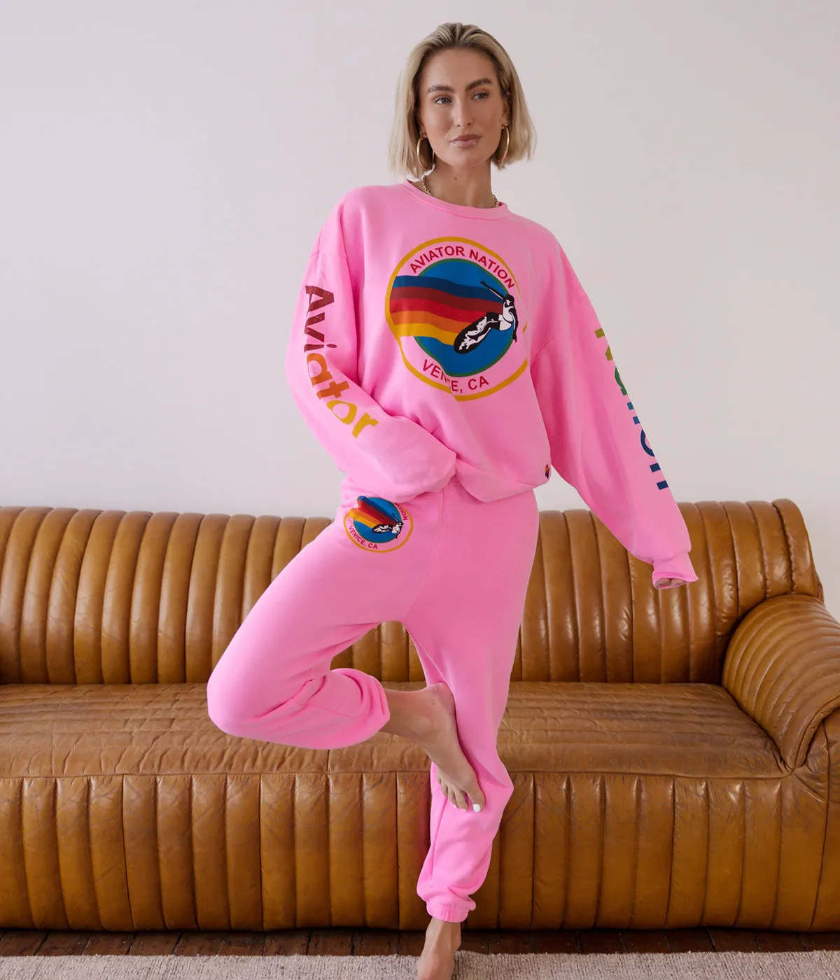 AV Sweatpants in Neon Pink