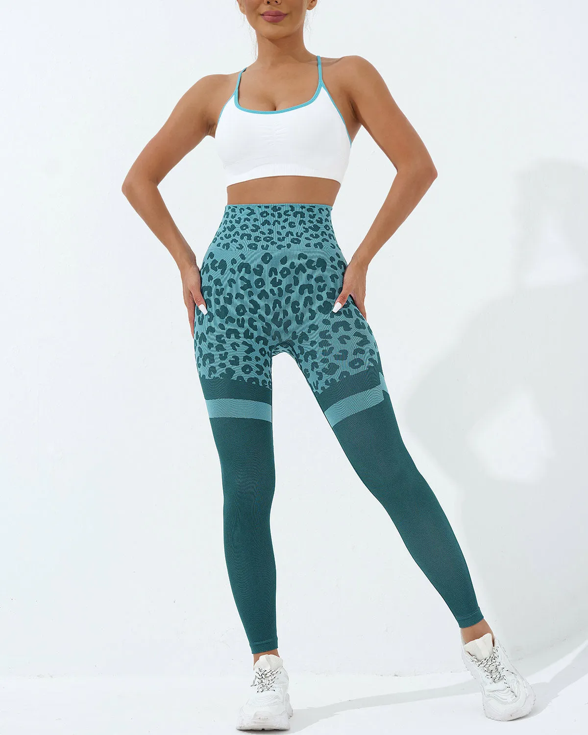 Beatrice Leopard Leggings - Teal
