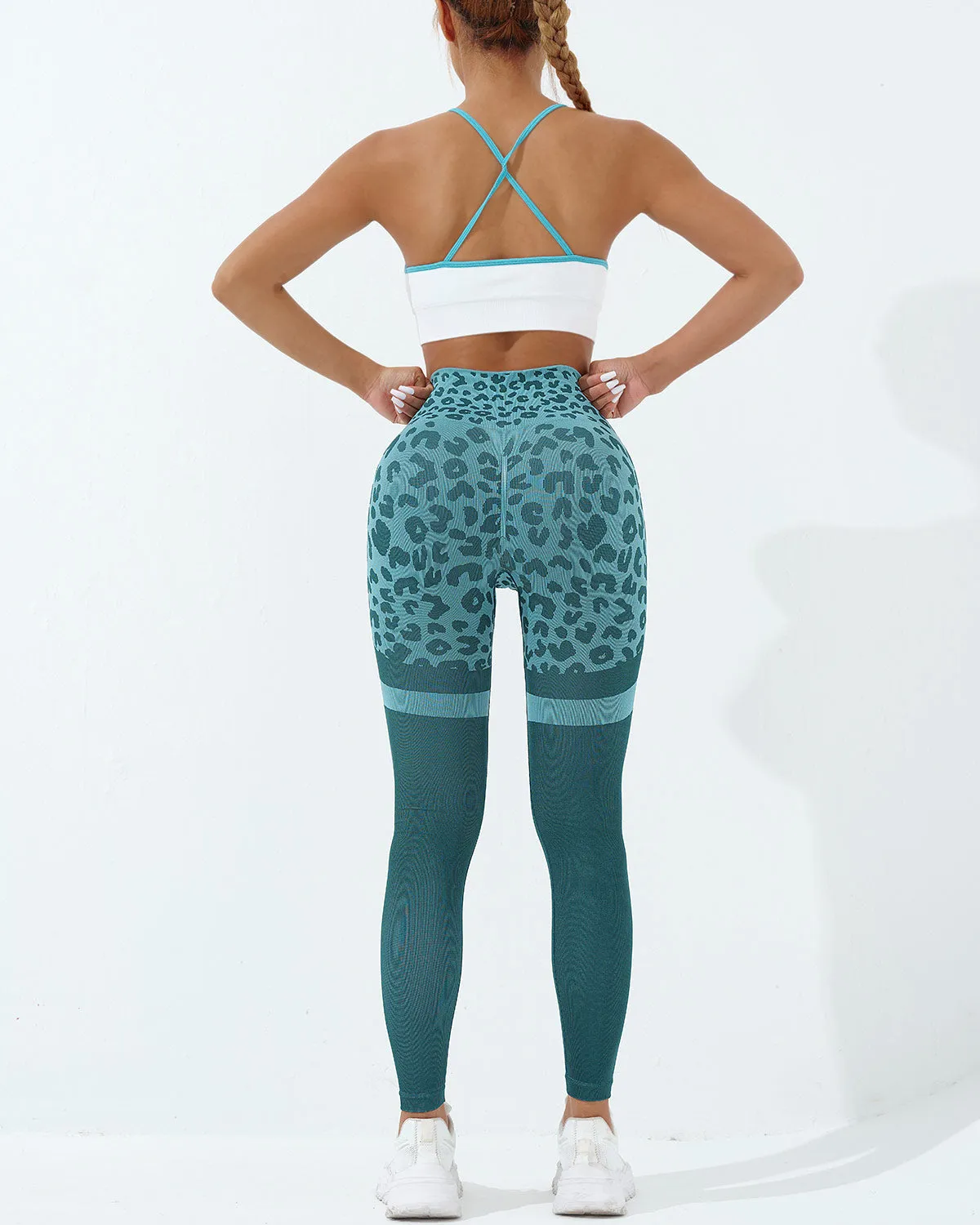 Beatrice Leopard Leggings - Teal
