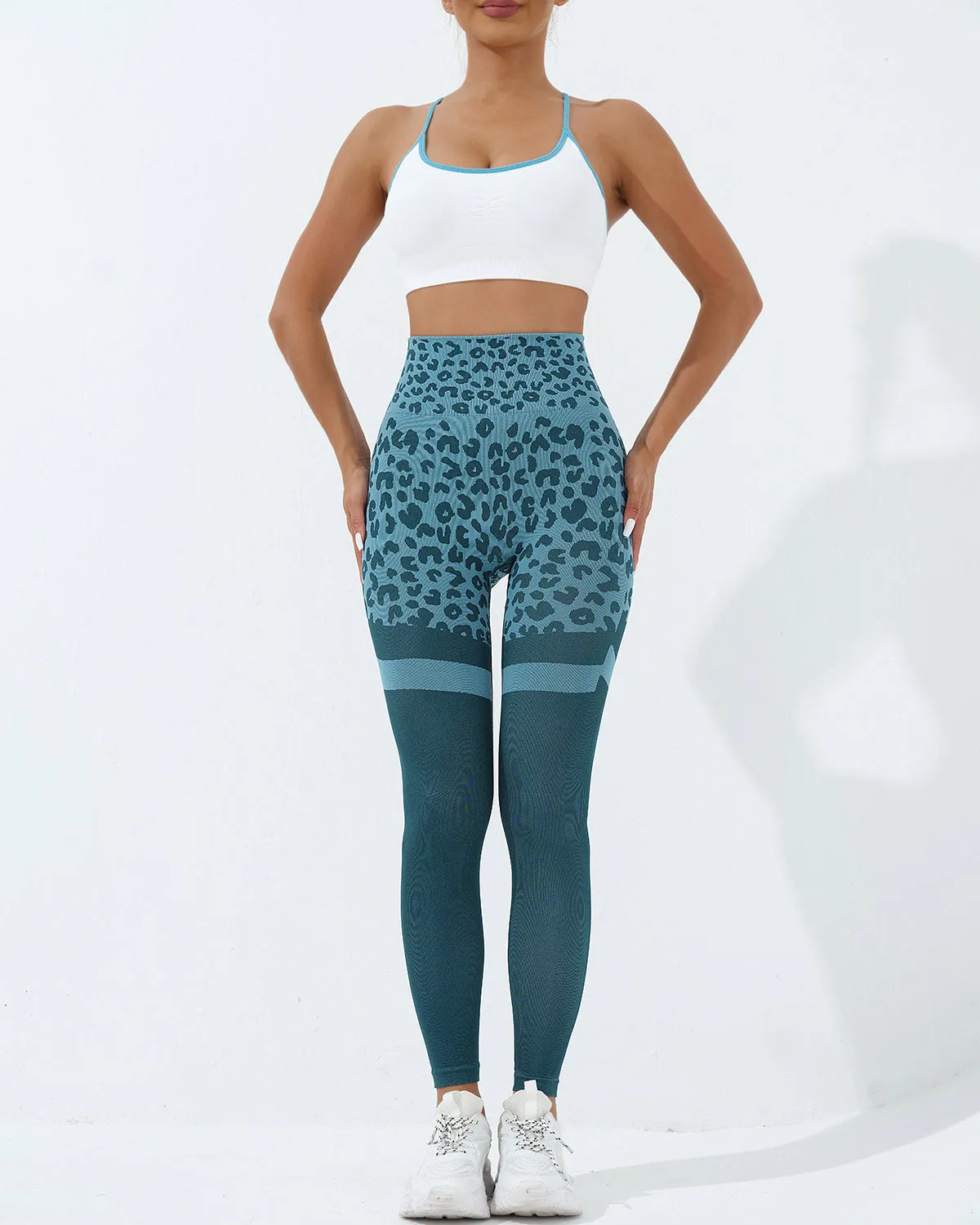 Beatrice Leopard Leggings - Teal