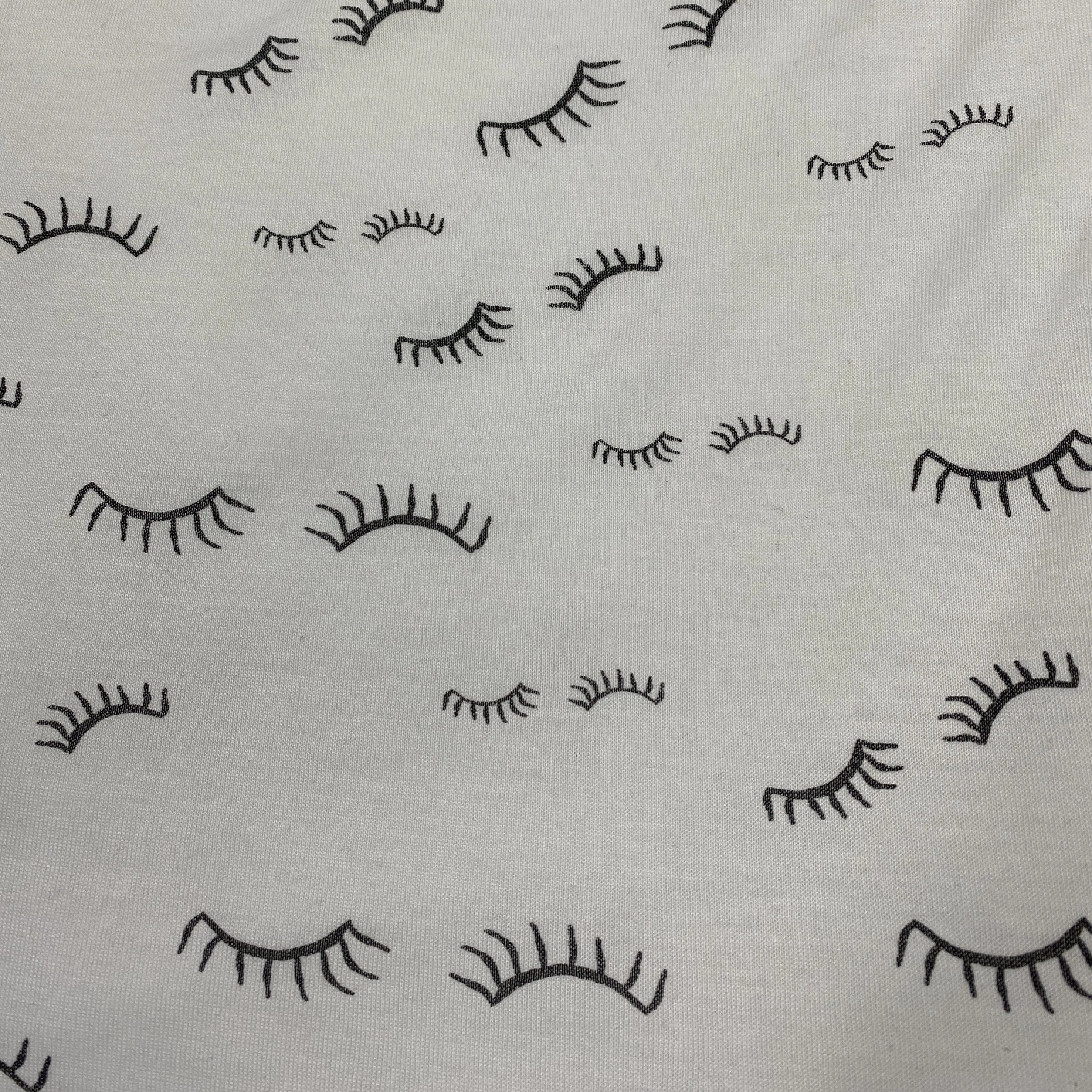 Black Eyelashes on Tencel/Cotton Jersey Fabric