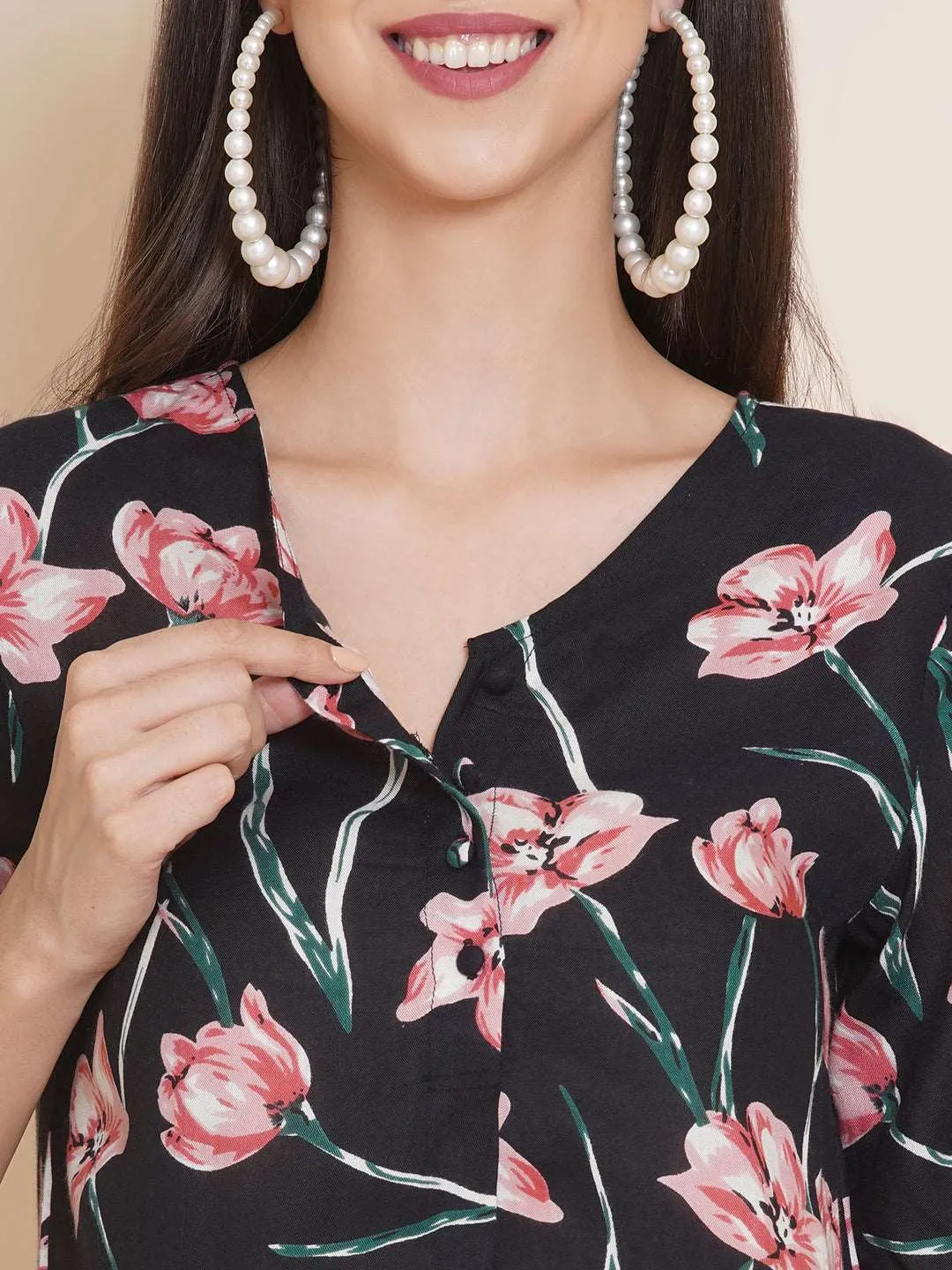 Black Maternity Kurta with Palazzo Set