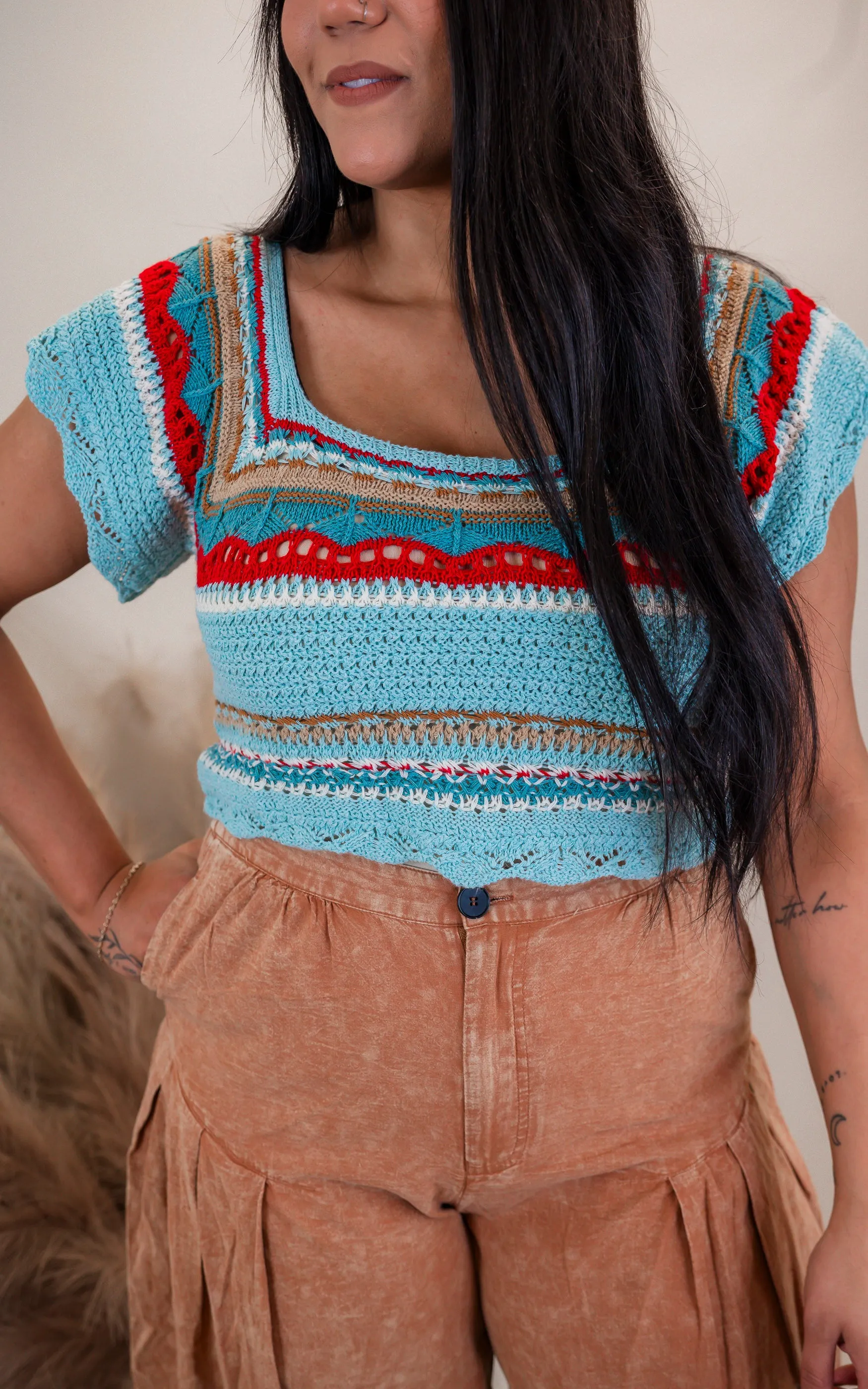 Boho Bliss Crop Sweater