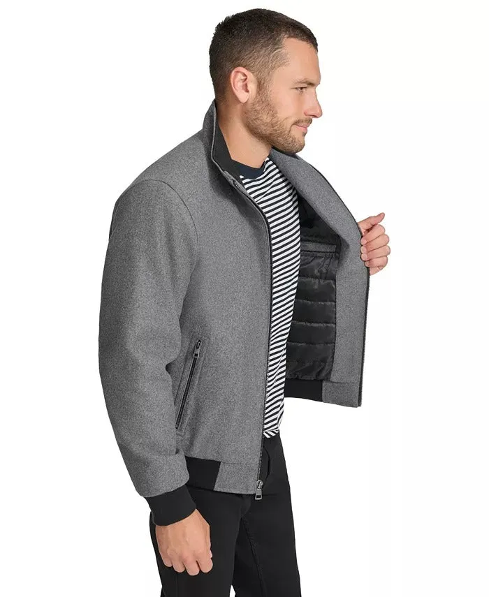 Calvin Klein Mens Bomber Jacket Coat Medium Grey Solid