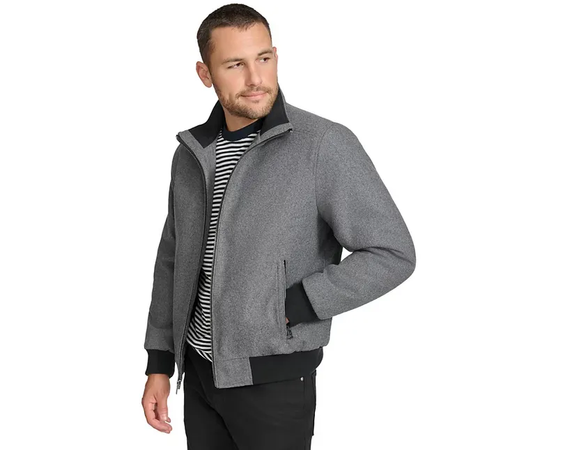 Calvin Klein Mens Bomber Jacket Coat Medium Grey Solid