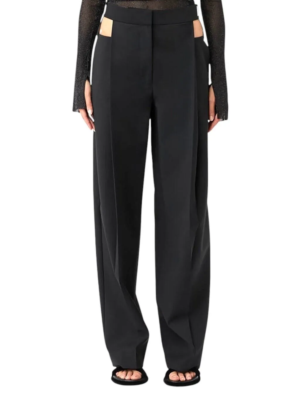 Camilla and Marc Alma Tailored Pant | Sz 10, Black, Cutouts, High Waist,Wide Leg
