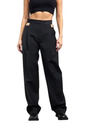 Camilla and Marc Alma Tailored Pant | Sz 10, Black, Cutouts, High Waist,Wide Leg