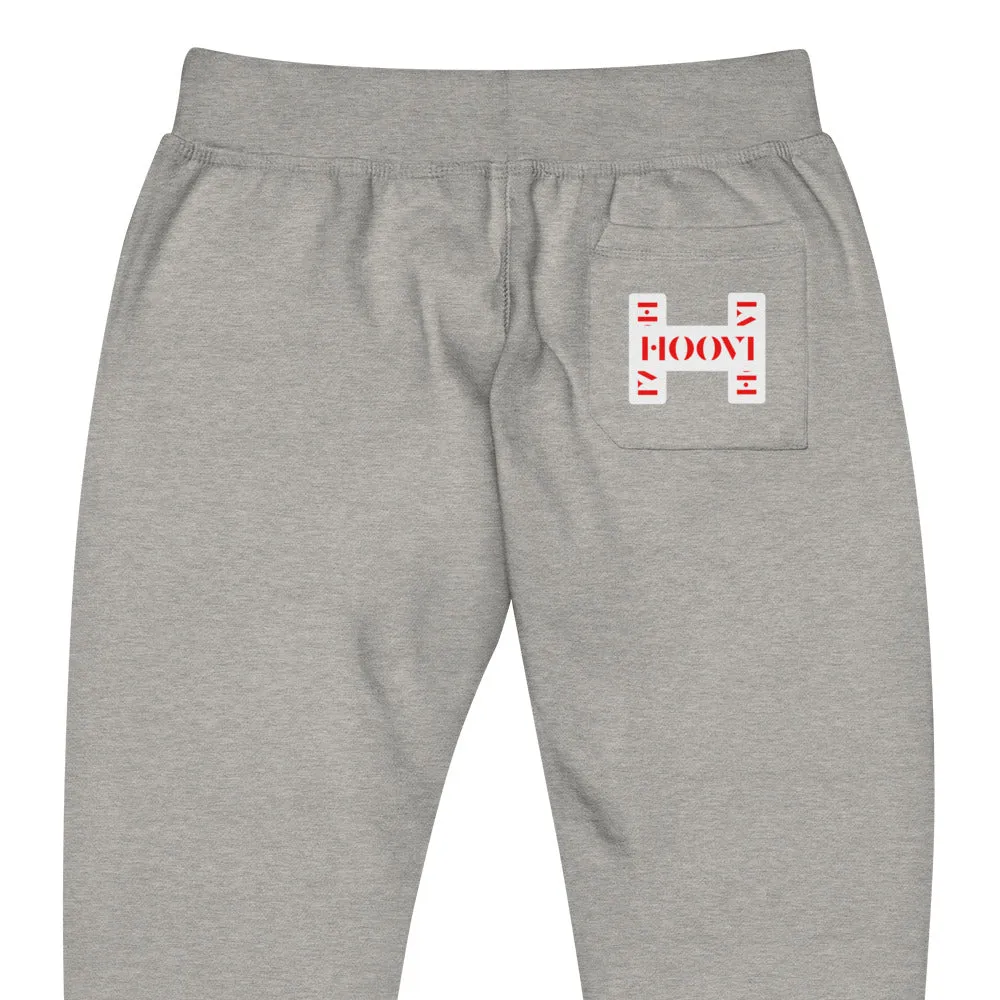 Capital H's Unisex Fleece Sweatpants (Red Hoovi Print) White Logo