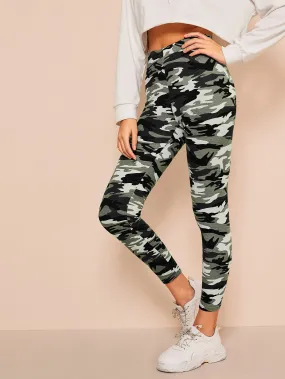 Casual Camo Cropped Women Leggings
