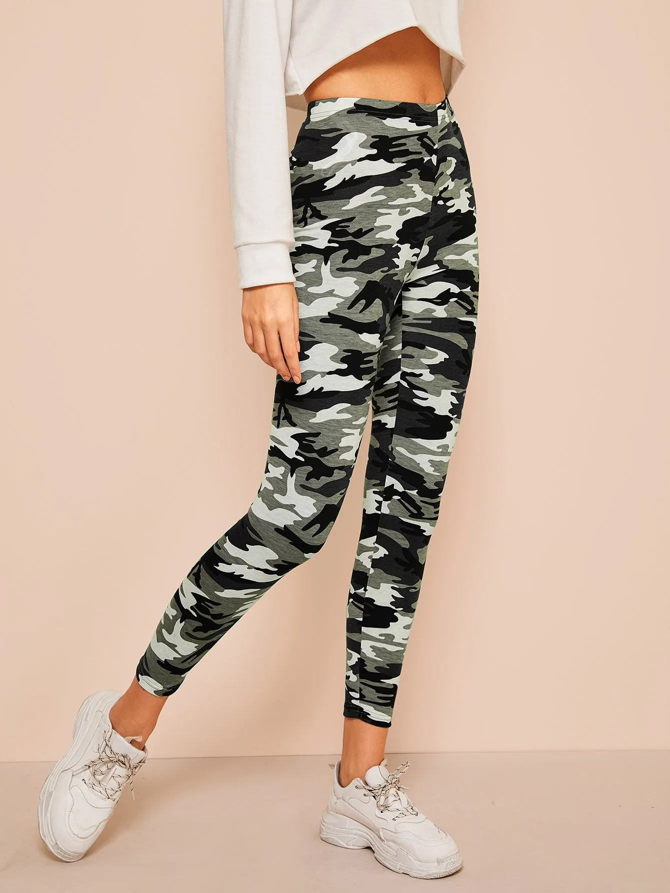 Casual Camo Cropped Women Leggings