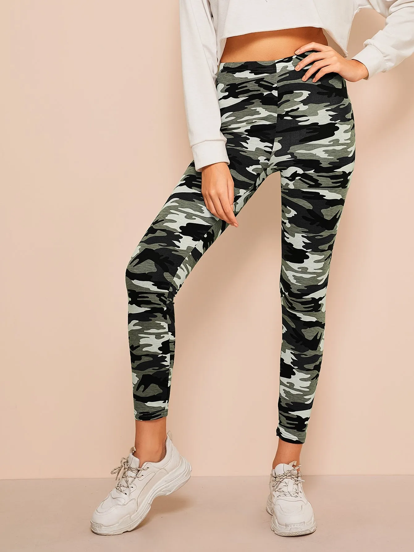 Casual Camo Cropped Women Leggings