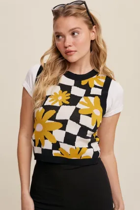 Checkered Floral Top