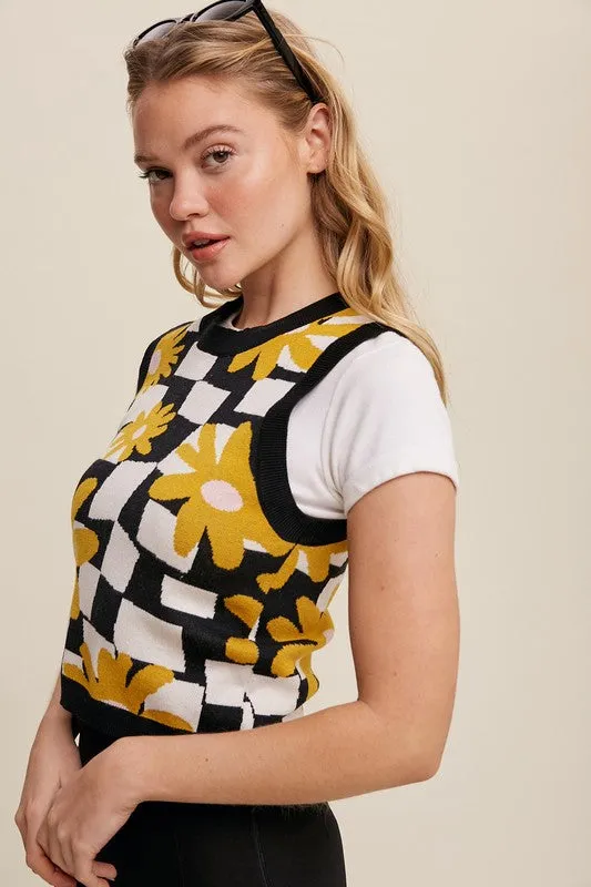 Checkered Floral Top